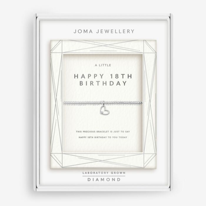 Laboratory Grown Diamond A Little 'Happy 18th Birthday' Bracelet Silver