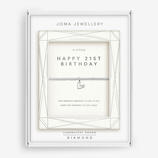 Laboratory Grown Diamond A Little 'Happy 21st Birthday' Bracelet Silver