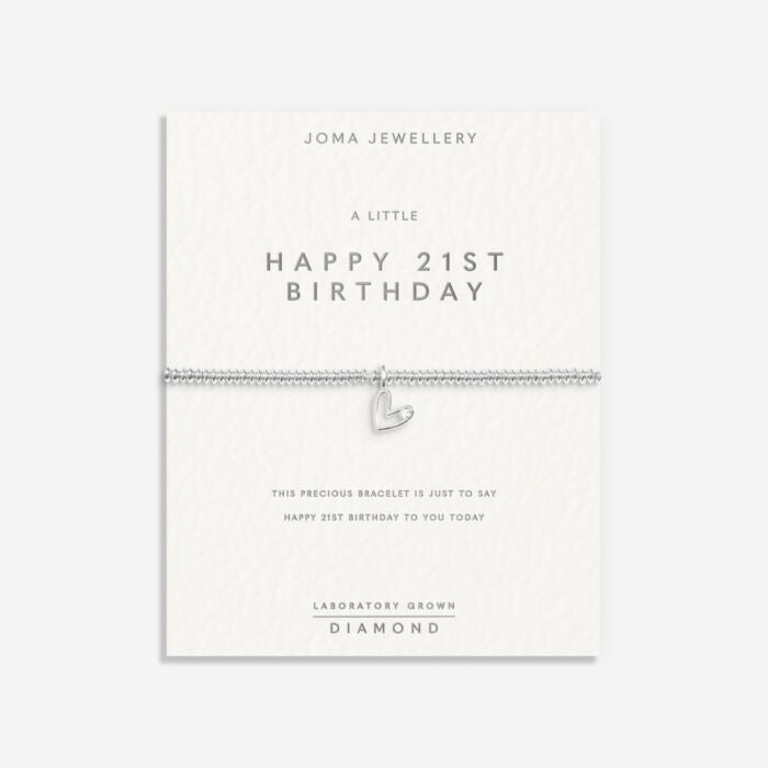Laboratory Grown Diamond A Little 'Happy 21st Birthday' Bracelet Silver