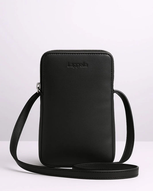 Mia Leather Crossbody Phone Bag Black
