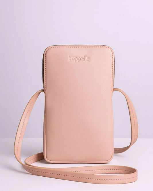 Mia Leather Crossbody Phone Bag Blush