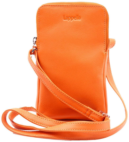 Mia Leather Crossbody Phone Bag Orange
