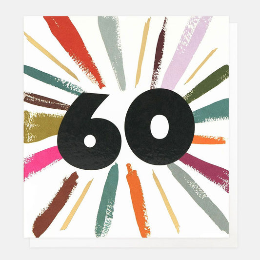 60th Birthday Colour Burst Greetings Card