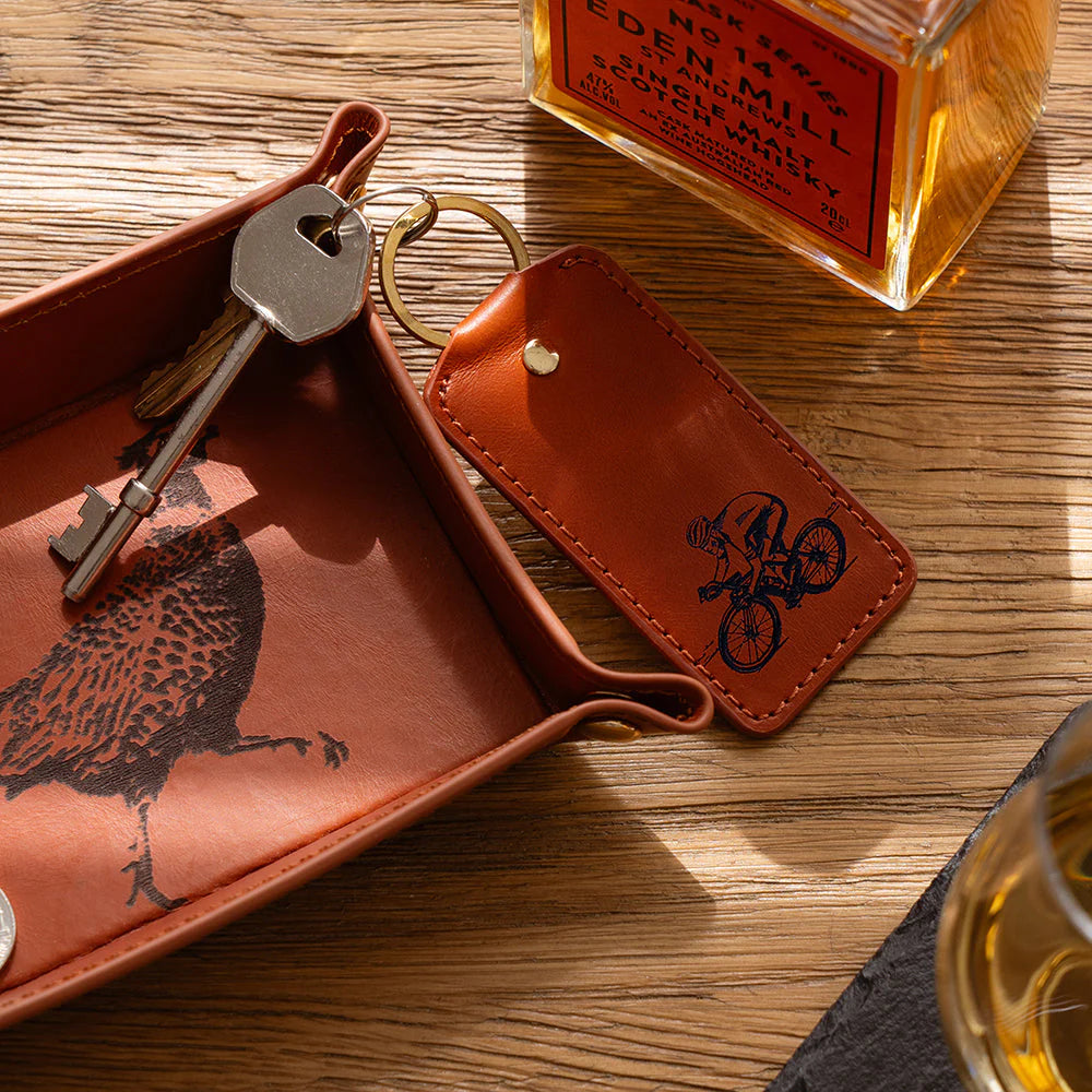 Cycling Leather Keyring