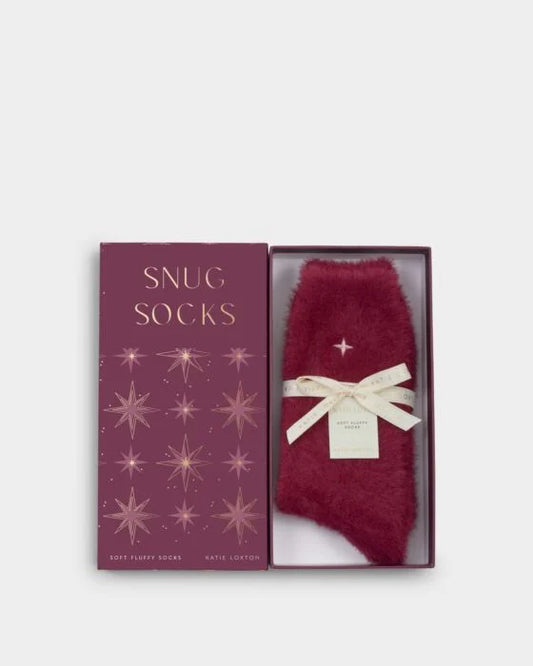 Katie Loxton Gift Boxed Fluffy Socks in Cherry