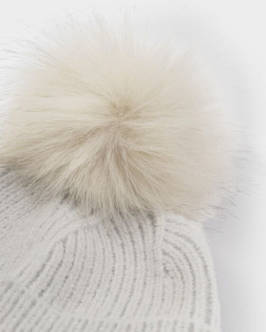 Katie Loxton Sequin Pom Pom Hat Pale Grey