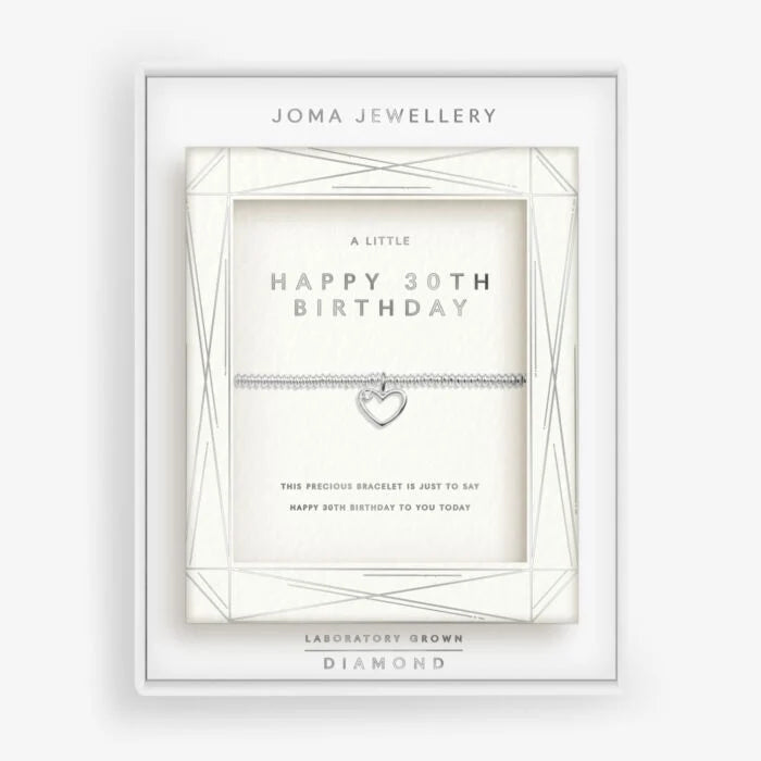 Laboratory Grown Diamond A Little 'Happy 30th Birthday' Bracelet Silver