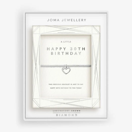 Laboratory Grown Diamond A Little 'Happy 30th Birthday' Bracelet Silver
