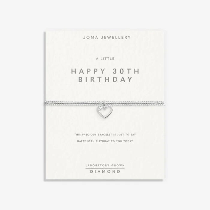 Laboratory Grown Diamond A Little 'Happy 30th Birthday' Bracelet Silver