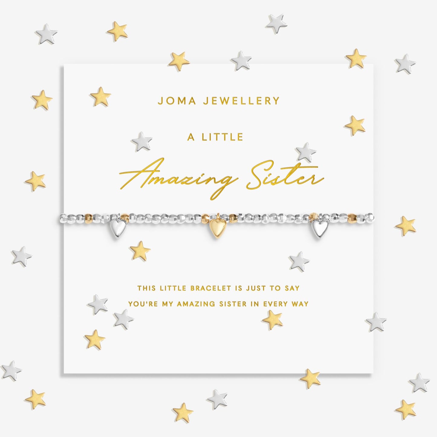 Sparkle Confetti A Little 'Amazing Sister' Bracelet Silver & Gold