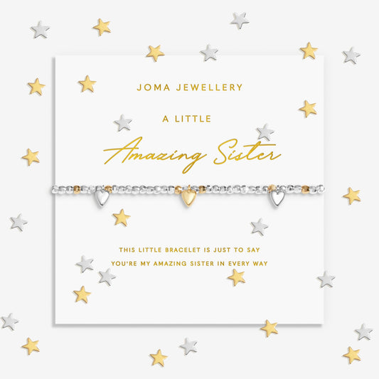 Sparkle Confetti A Little 'Amazing Sister' Bracelet Silver & Gold