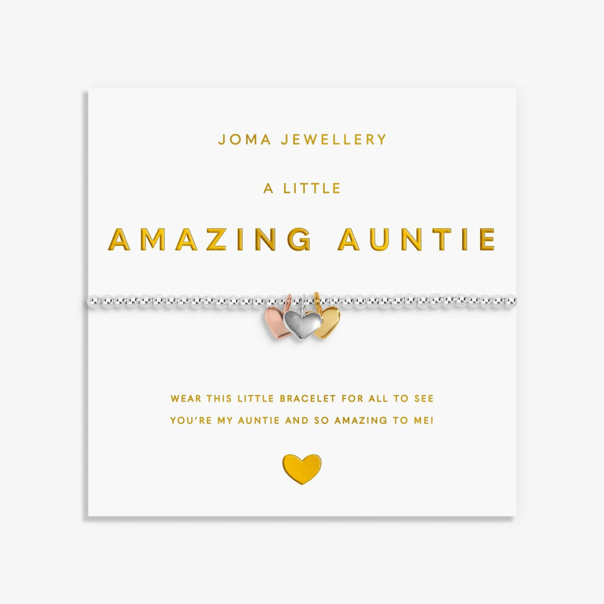 A Little ‘Amazing Auntie’ Bracelet Silver, Gold & Rose Gold