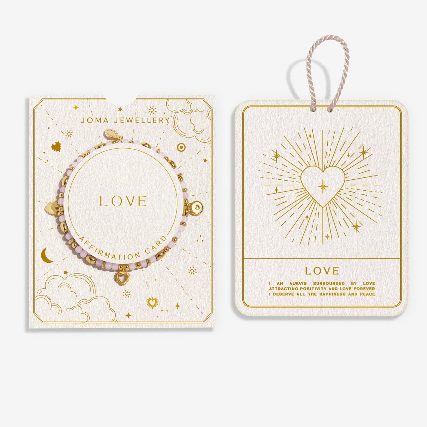 Affirmation Card 'Love' Bracelet Gold