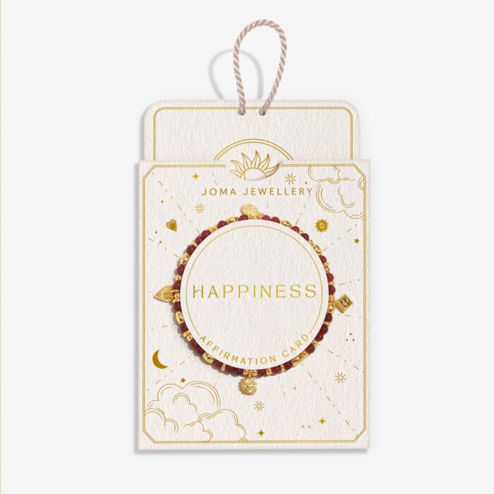 Affirmation Card 'Happiness' Bracelet Gold
