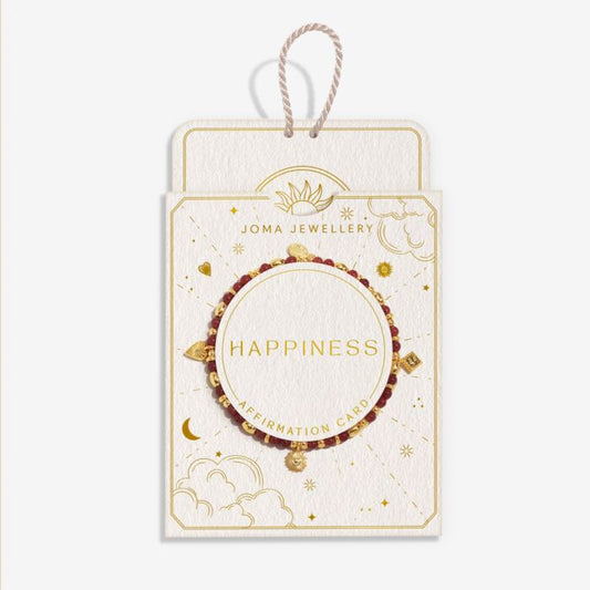 Affirmation Card 'Happiness' Bracelet Gold