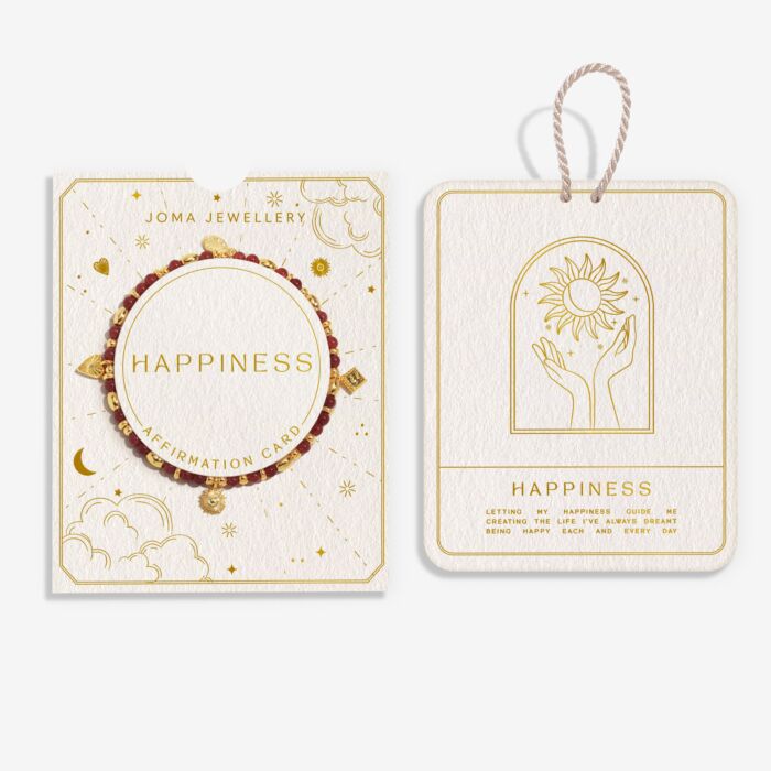 Affirmation Card 'Happiness' Bracelet Gold