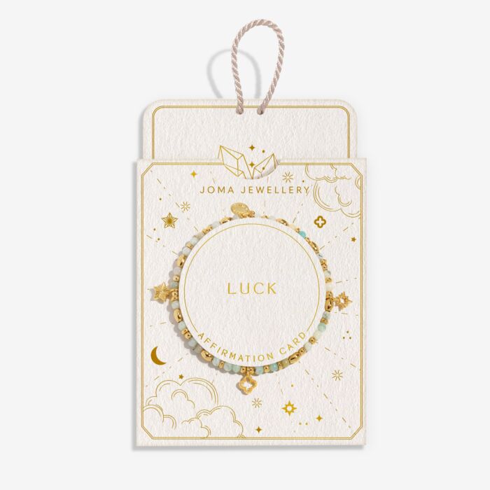 Affirmation Card 'Luck' Bracelet Gold