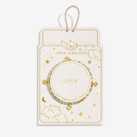 Affirmation Card 'Luck' Bracelet Gold