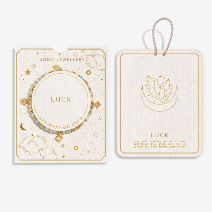 Affirmation Card 'Luck' Bracelet Gold