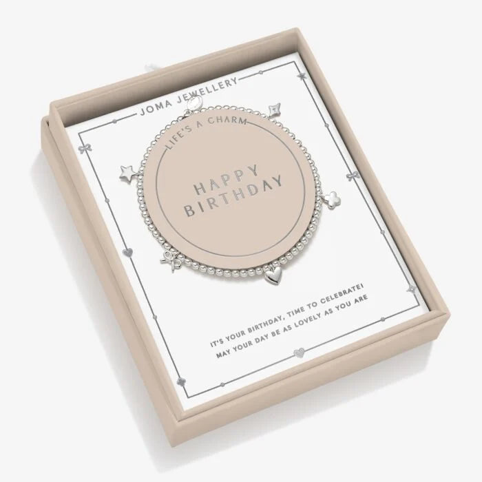 ‘Happy Birthday’ Charm Bracelet Silver