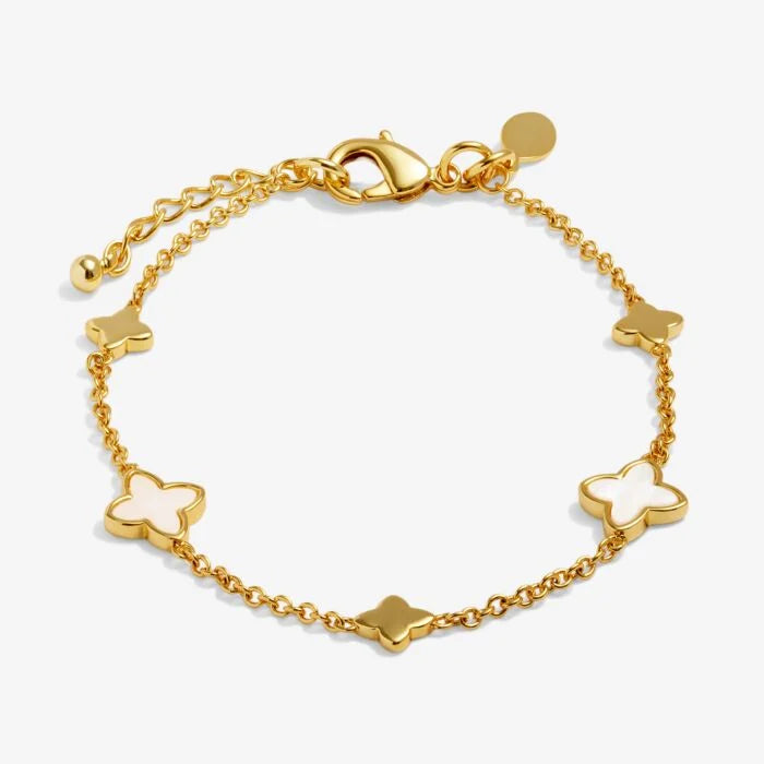 Loved By You Mother Of Pearl Clover Bracelet Gold