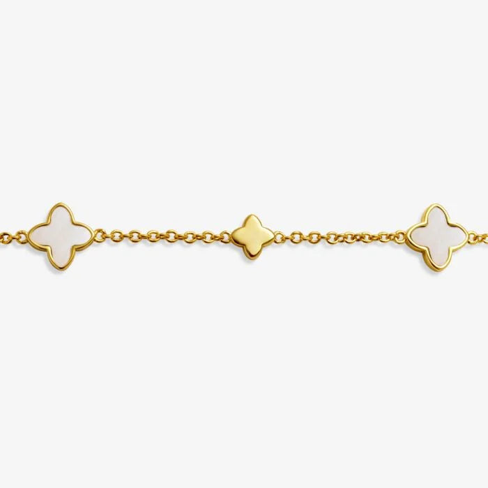 Loved By You Mother Of Pearl Clover Bracelet Gold