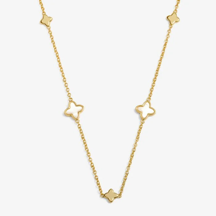 Loved By You Mother Of Pearl Clover Necklace Gold