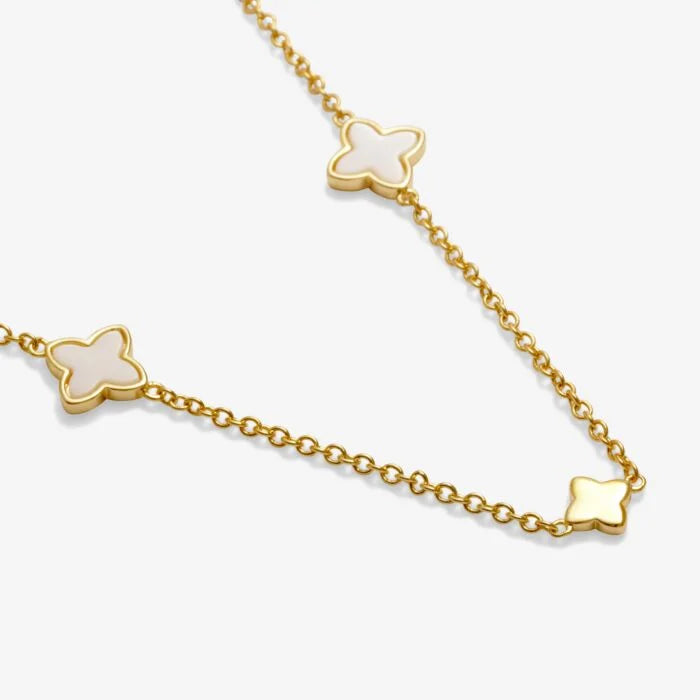 Loved By You Mother Of Pearl Clover Necklace Gold