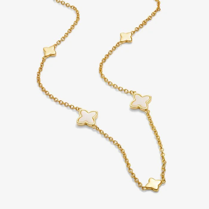 Loved By You Mother Of Pearl Clover Necklace Gold