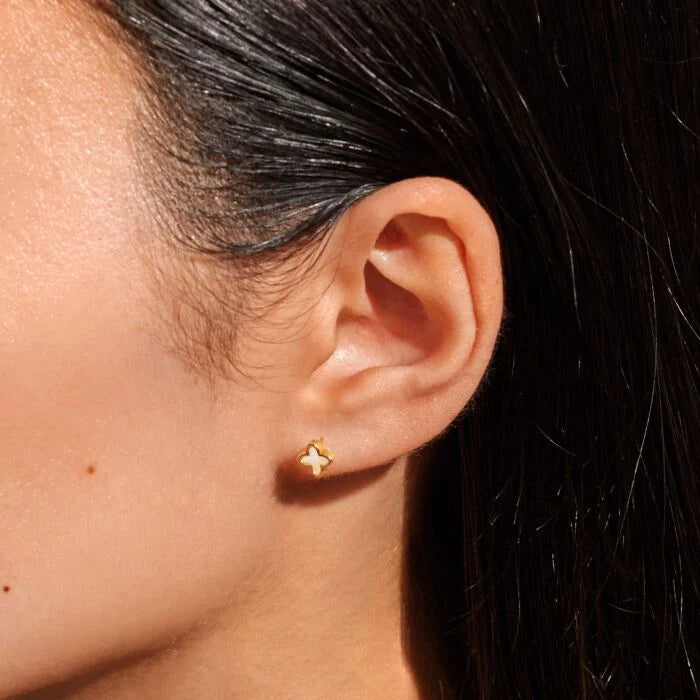 Loved By You Mother Of Pearl Clover Earrings Gold