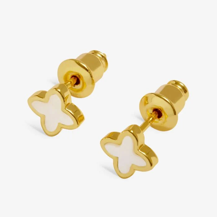 Loved By You Mother Of Pearl Clover Earrings Gold
