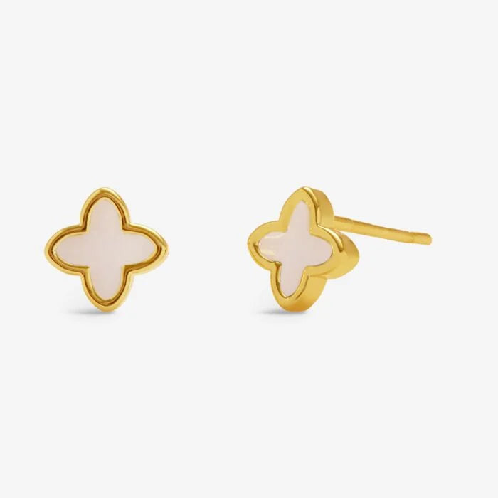 Loved By You Mother Of Pearl Clover Earrings Gold