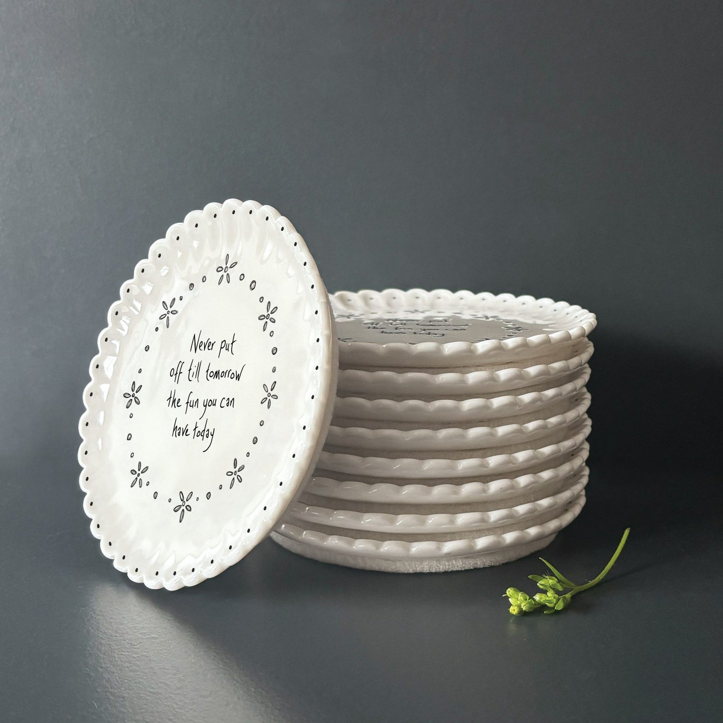 Never Put Off Porcelain Scallop Coaster