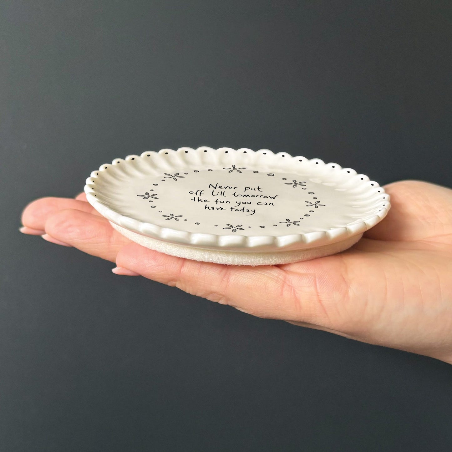Never Put Off Porcelain Scallop Coaster