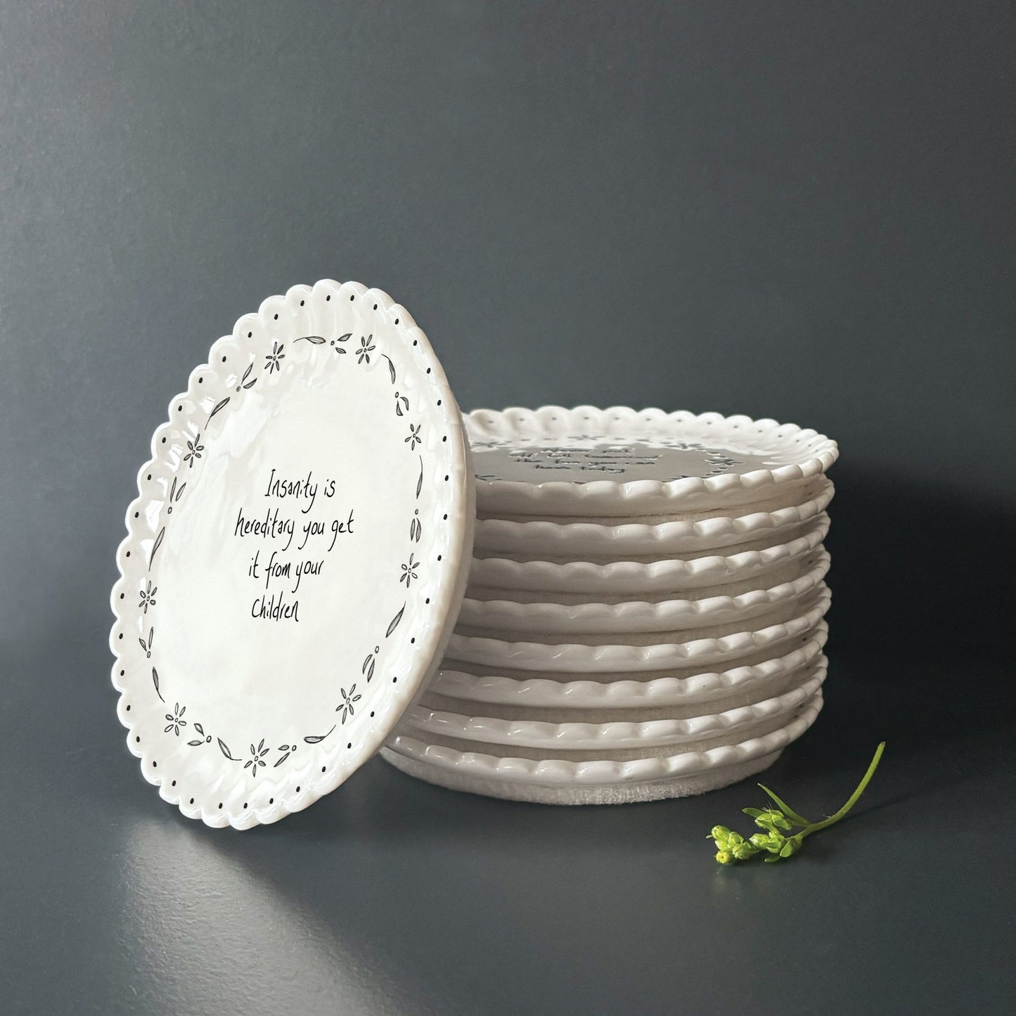 Insanity Is Hereditary Porcelain Scallop Coaster