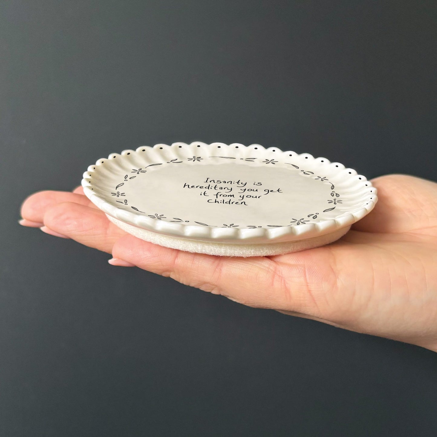 Insanity Is Hereditary Porcelain Scallop Coaster