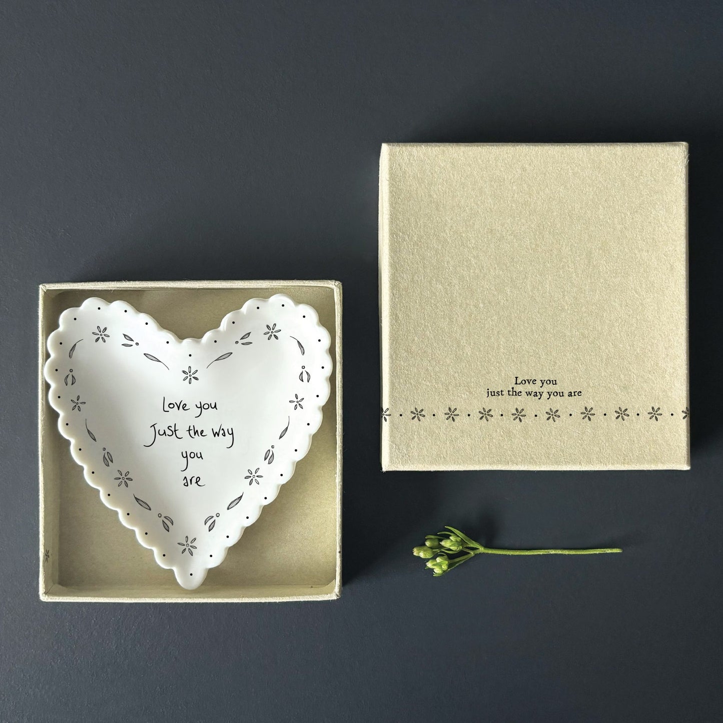 Love You Just Porcelain Heart Scallop Coaster