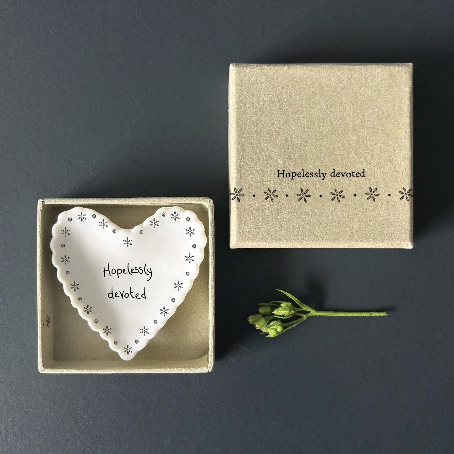 Hopelessly Devoted Small Porcelain Heart Scallop Dish