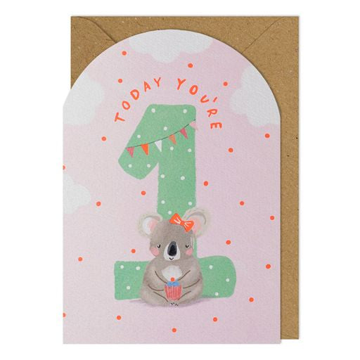 1st Birthday Koala Greetings Card