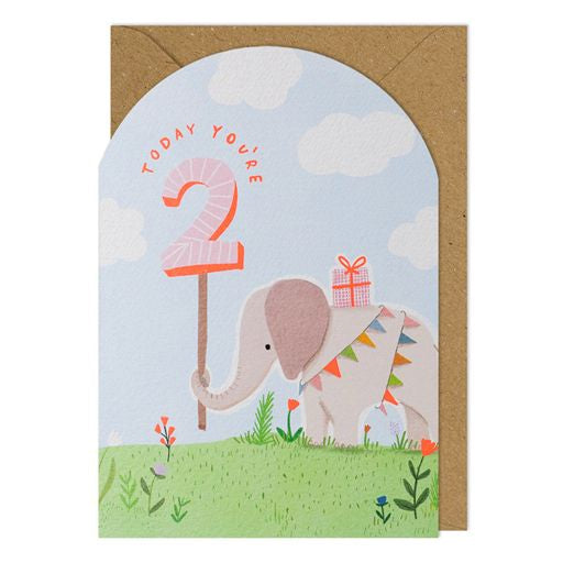 2nd Birthday Elephant Greetings Card