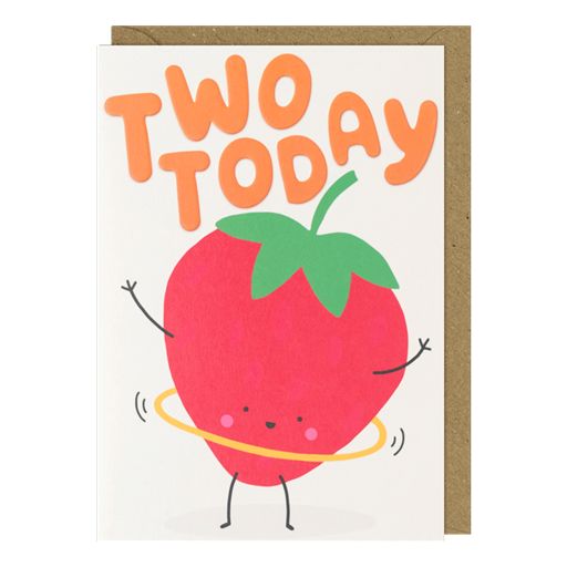 Strawberry 2nd Birthday Greetings Card