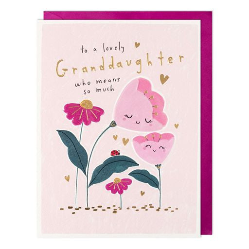 Granddaughter Birthday Flowers Greetings  Card