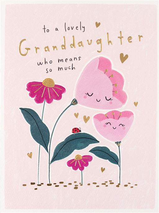 Granddaughter Birthday Flowers Greetings  Card