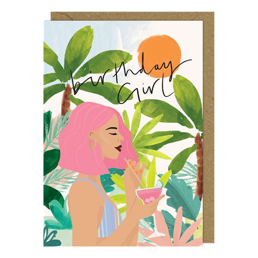Cocktail Girl Birthday Greetings Card