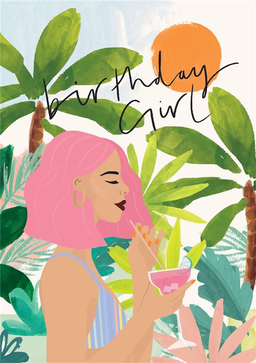 Cocktail Girl Birthday Greetings Card