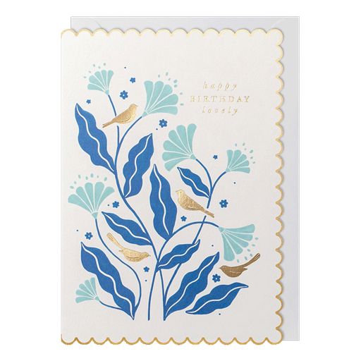 Birds & Flowers Birthday Greetings Card