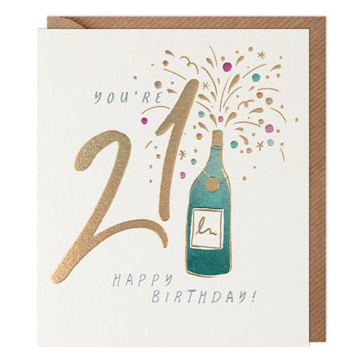 Happy 21st Champagne Greetings Card