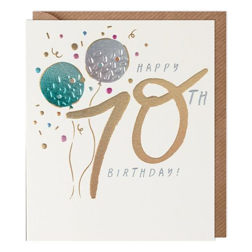 70th Birthday Balloons Greetings Card