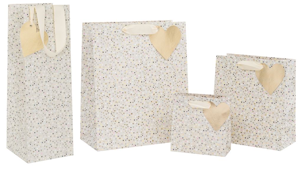 Beige Hearts Large Giftbag