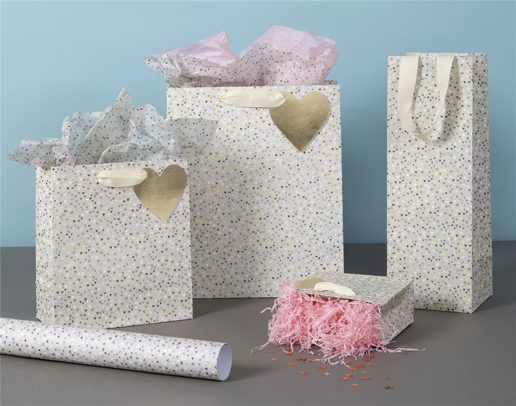 Beige Hearts Large Giftbag
